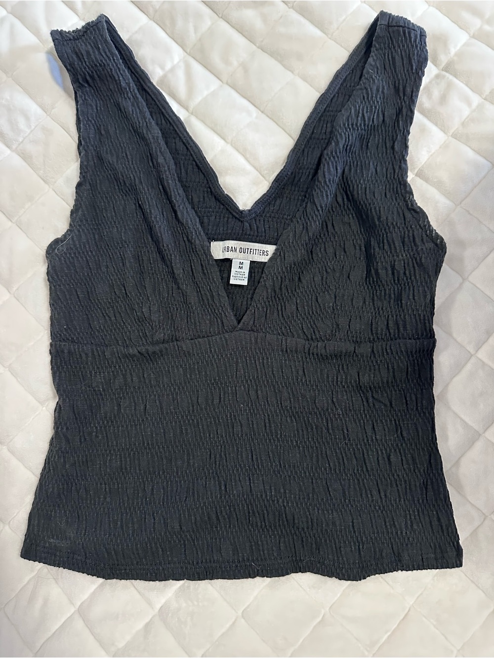 Urban Outfitters Black Textured V-Neck Tank